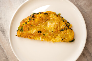 close-up chinese omelette asian breakfast food	