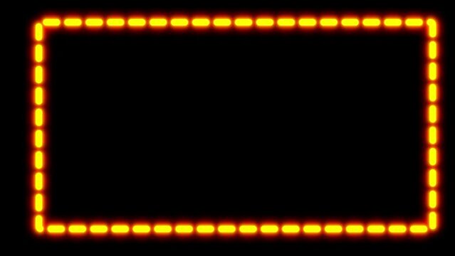 Neon Rectangle loop animation, frame burning rectangle border blazing animated for live, steaming, etc. 