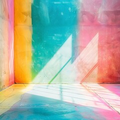 Vibrant Rainbow Painted on Wooden Surface