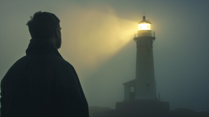 lighthouse light illuminating a person © Gnublin