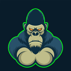 Angry gorilla. Cartoon icon, logo. Vector illustration