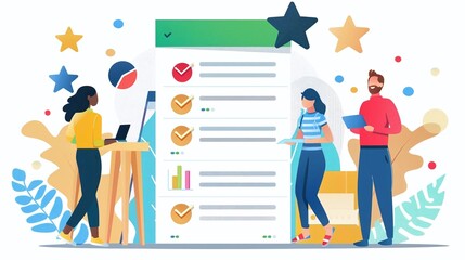 Performance appraisal with rating scales, performance review meeting, and goal setting