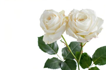Fototapeta premium flower Photography, Madame Alfred Carriere rose, copy space on right, Isolated on white Background