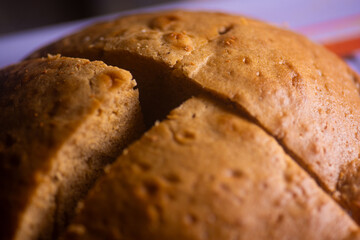 Close shot of Freshly baked cakes slices on a plate 