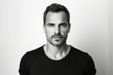 Obraz premium Portrait of a handsome man in a black t-shirt.
