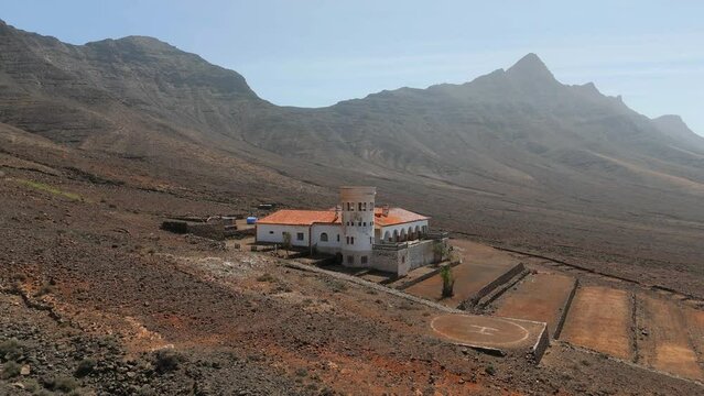 Jandia, Fuerteventura, Spain, April 15, 2024; Aerial close orbit clip of the famous Villa Winter built by Gustav Winter surrounded by Nazi conspiracy theories
Fuerteventura Canary Islands Spain