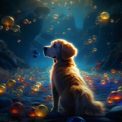 dog in the sea