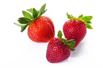 Overhead view of strawberries over white background 1