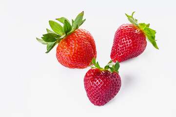 Group of Fresh Strawberries on White background Isolated 1