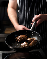 Chef preparing beef or pork steak