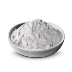 Grey Powder of Gypsum, Clay or Diatomite Isolated, Powdered Calcium or Plaster