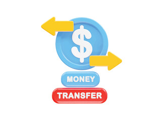 Money transfer icon illustration 3d rendering 