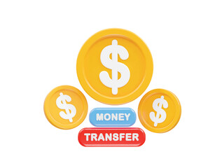 Money transfer icon illustration 3d rendering 