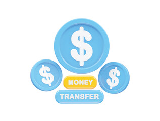 Money transfer icon illustration 3d rendering 