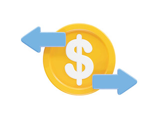Money transfer icon illustration 3d rendering 