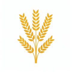 Simple Illustration of Five Wheat Stalks on White Background