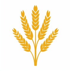 Golden Wheat Stalks Illustration On White Background