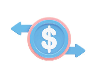 Money transfer icon illustration 3d rendering 