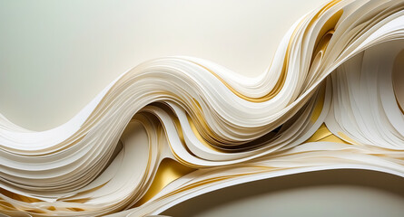 Abstract Gold and White Curved Paper Background