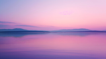 Naklejka premium Tranquil Lake with Pink and Purple Sky at Dusk