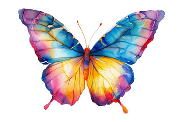 Set of beautiful butterflies watercolor isolated on white background. Butterfly Colorful pattern Pink, blue, orange and green butterfly vector illustration