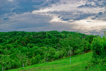 Beautiful landscapes of Bavaria during a thunderstorm.