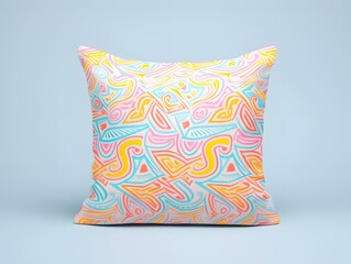 Square shaped pillow with abstract design and pastel colors