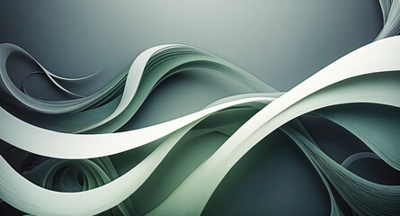 Abstract Green and White Curved Lines