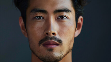 Fototapeta premium Um belo homem asiático de frente para a câmera