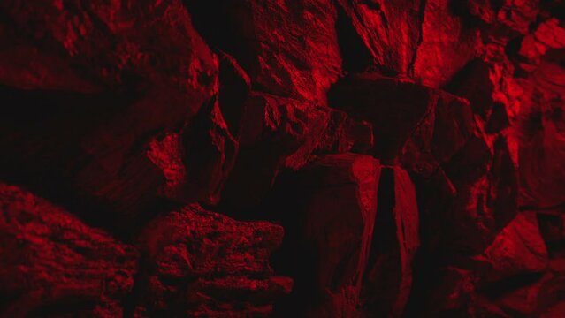 Moving Along Scary Red Cave Wall