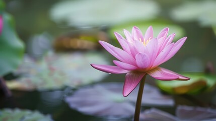 Fototapeta premium Beautiful pink lotus flower in the pond, water lilly