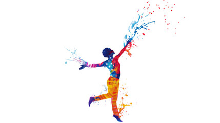 Woman painted with patterns of the American flag