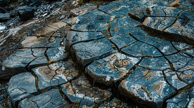The ground is covered in intricate patterns as if a giant puzzle was frozen in time by petrification.