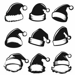 Santa hat icon, christmas hat, santa claus cap, red holiday costume symbol, xmas hat flat sign on white