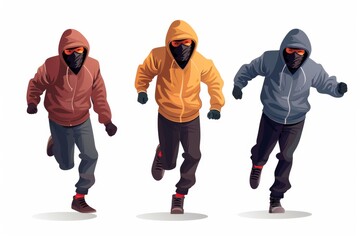 Thief icon, criminal person sign, bandit in mask, burglar silhouette, killer, gangster or robber in balaclava