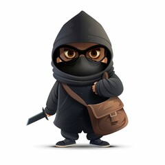 Thief icon, criminal person sign, bandit in mask, burglar silhouette, killer, gangster or robber in balaclava