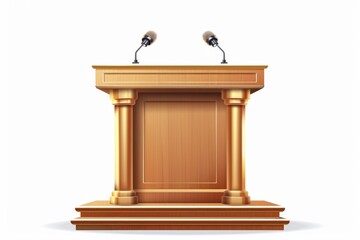 Speech stand icon, podium and microphone in conference room, speaker tribune, lecture stand