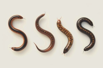 A cluster of three worms sitting together on a surface, possibly in soil or decaying matter