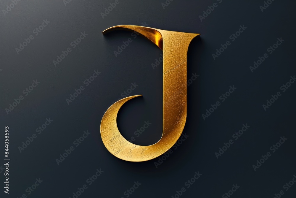 Poster A simple yet elegant design featuring a golden letter J on a black background, perfect for use in various creative projects