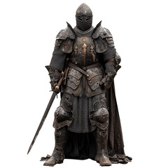 Obraz premium Detailed depiction of a knight in dark full armor, suitable for historical concepts