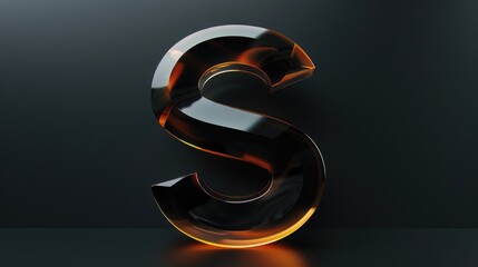 A shiny black and gold letter S on a black background, suitable for use as a logo or icon