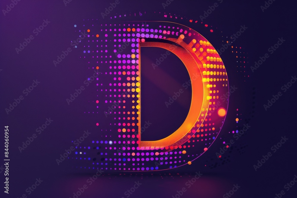 Poster a close-up view of a letter 'd' composed of small, colorful dots