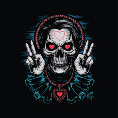 Dark detailed skull gets a makeover with an expressive skull textured background in vector illustration