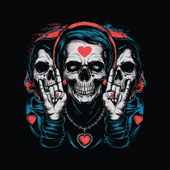 Dark detailed skull gets a makeover with an expressive skull textured background in vector illustration