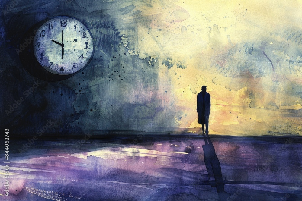 Aufkleber a person standing in front of an old-fashioned clock with intricate details