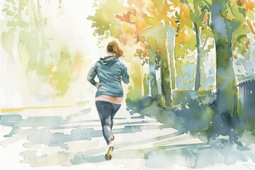 A person is seen running down a street, capturing the moment of urgency and movement