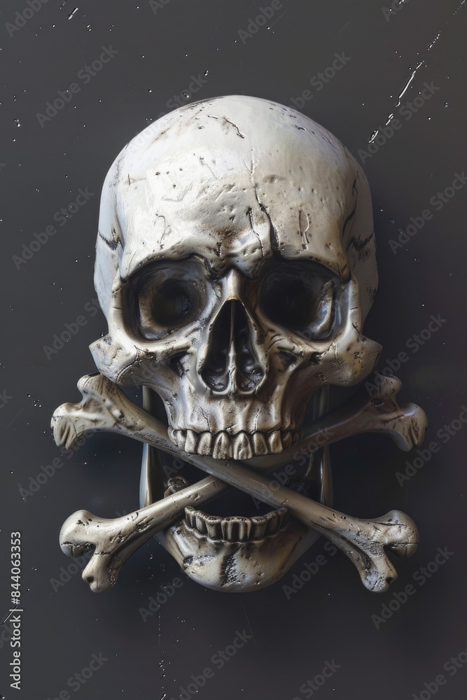 Poster A detailed view of a skull and crossbones, often used as a warning symbol