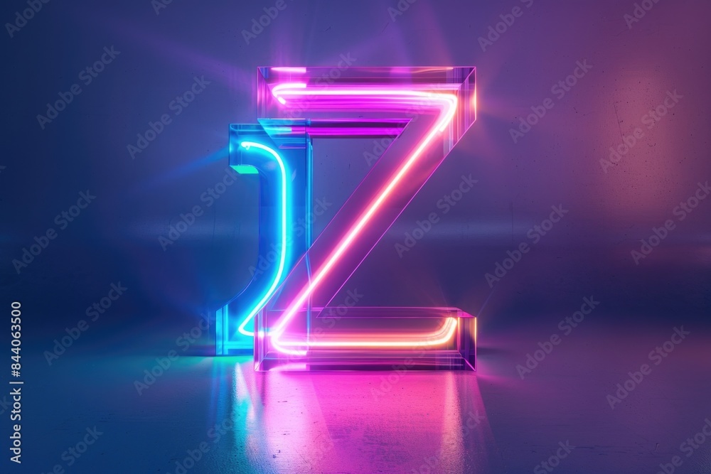 Sticker A single letter Z lit up with neon lights