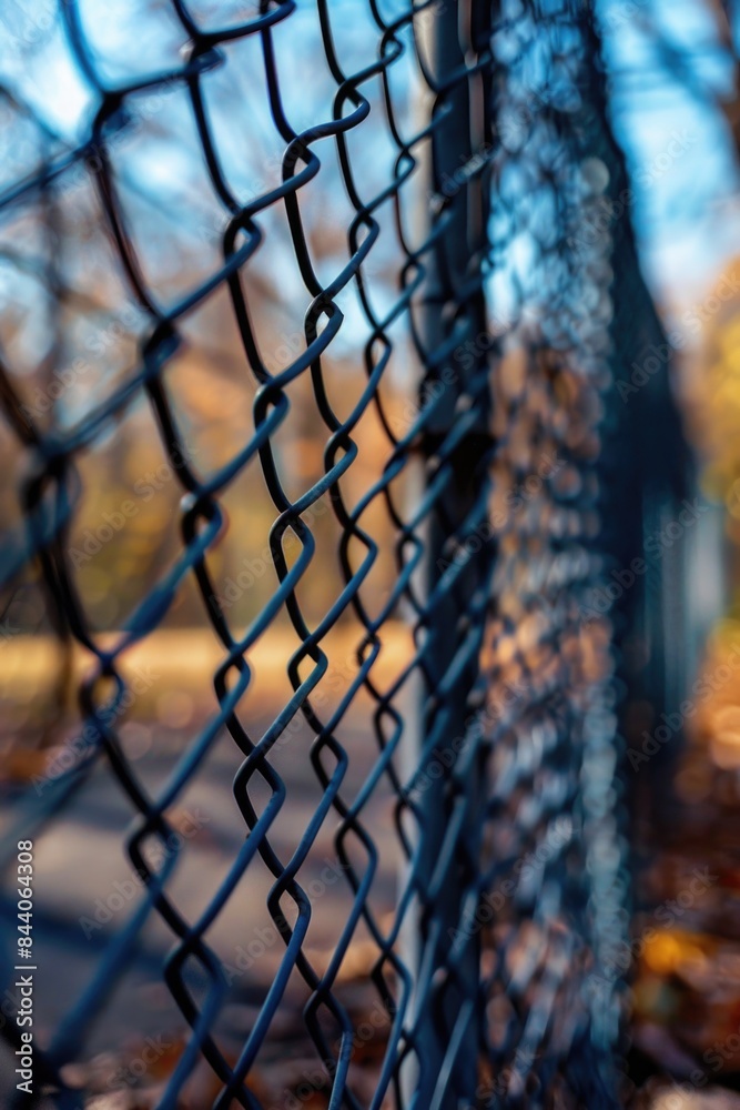 Aufkleber a close up shot of a chain link fence with weathered metal and rusty links