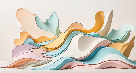 Naklejka premium Abstract Wavy Shapes in Pastel Colors